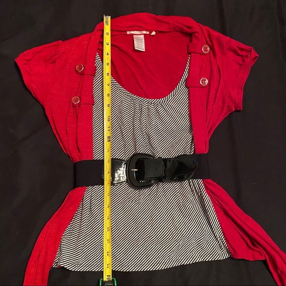 Red & Black Striped Cardigan Blouse (Size L) - Picture 3 of 4